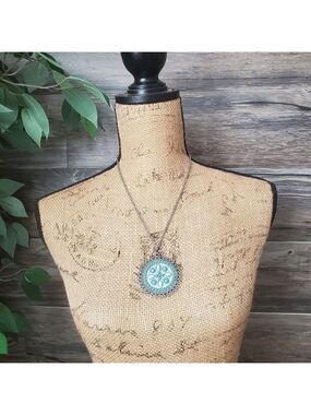 Boho Large Turquoise Statement Pendant Necklace